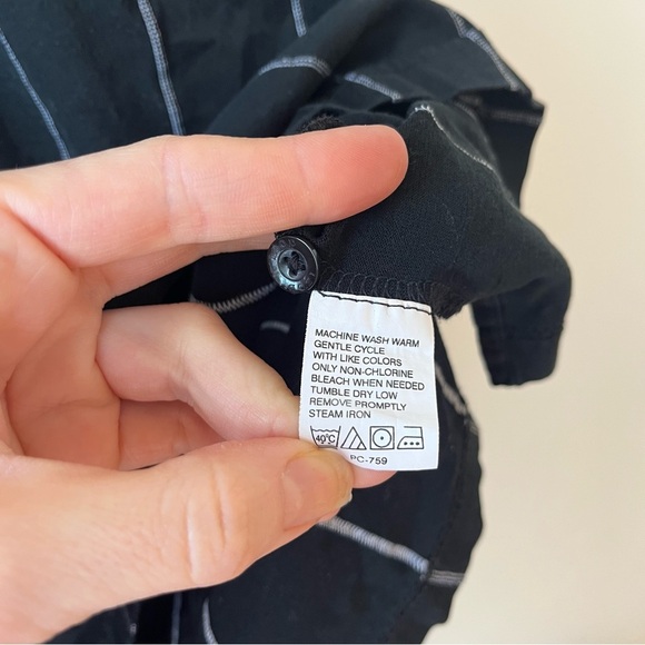 IZOD Double Mercerized Polo Shirt Black Gray Stripe | Y2K Prep Aesthetic L - Picture 4 of 11